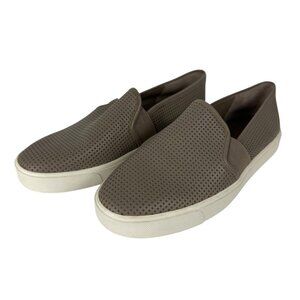 Vince Blair Taupe Tan Perforated Leather Slip On 7M Sneakers Casual Comfortable